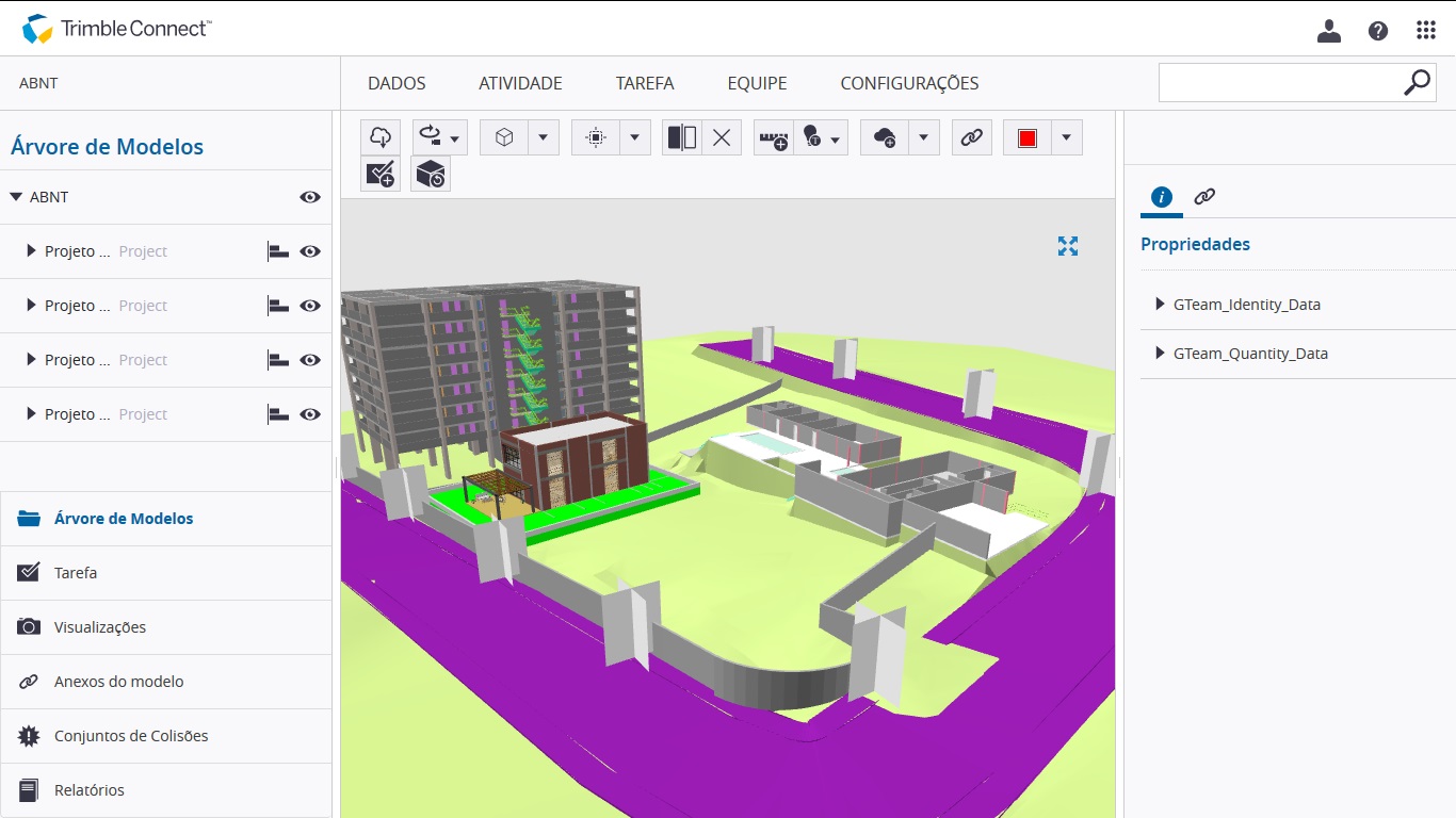 Janela típica de visualização de modelos no Trimble Connect